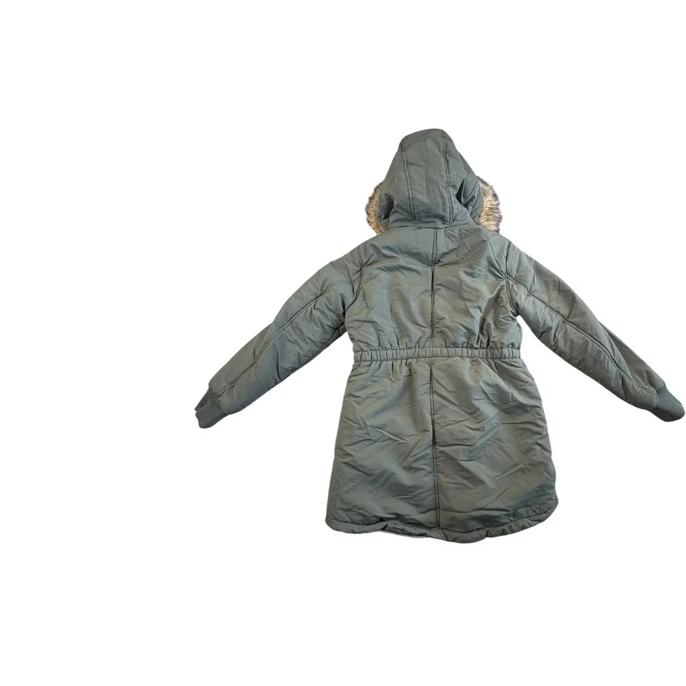 Justice Girls‎ Olive Parka Jacket Faux Fur Hood Coat Size L 12/14